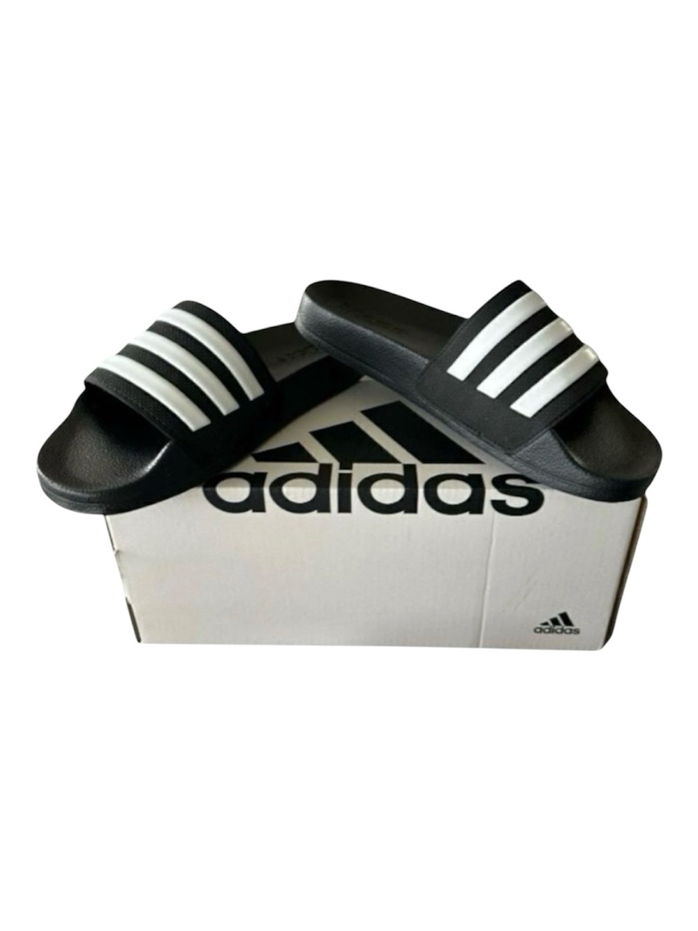 Adidas Adilette Shower Slides Black White Kids Unisex Size 2 New